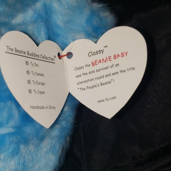 Beanie Baby 15" Buddy Bear Classy Blue Rose Ty Won Title "The People's Beanie" - Picture 8 of 8